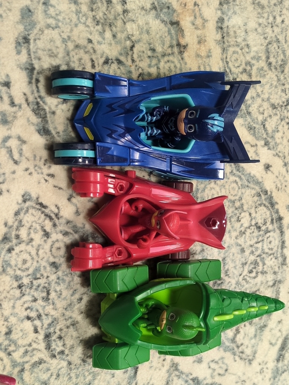 PJ Masks Owlet, Catboy And GeicoTriple Vehicle Role-Play Set - Blue, Red & Green